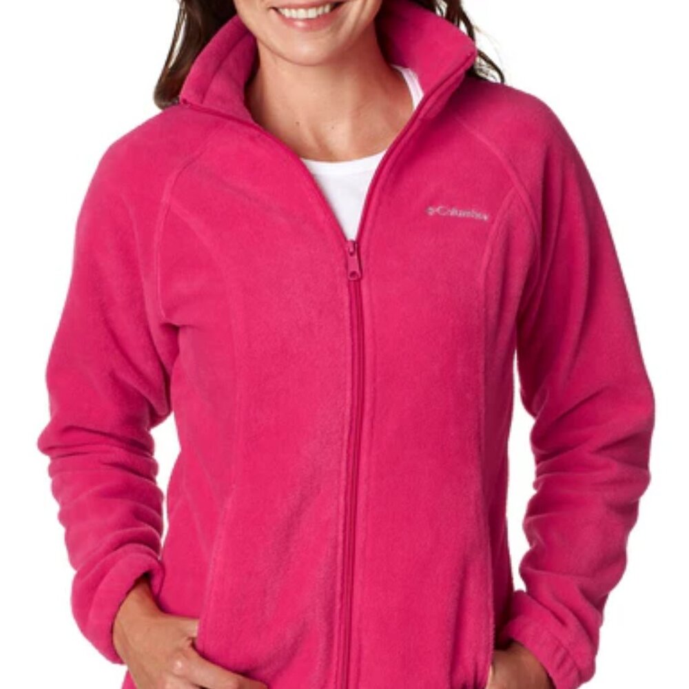 Columbia Women's Bright Rose Pink Benton Springs Full-Zip Fleece Jacket Size XL